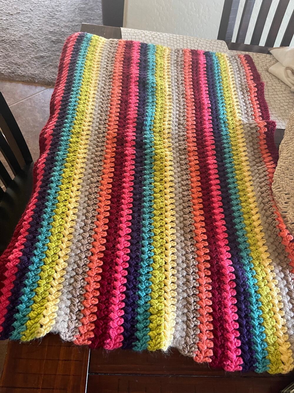 vintage handmade crochet afghan stitched baby blanket